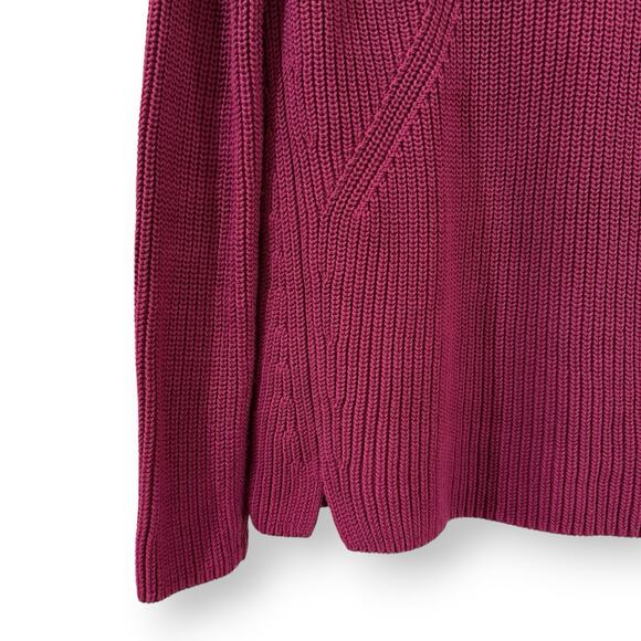 Talbots Women’s Raspberry Mock Neck Cotton Chunky Pullover Sweater Size Medium - Picture 4 of 9